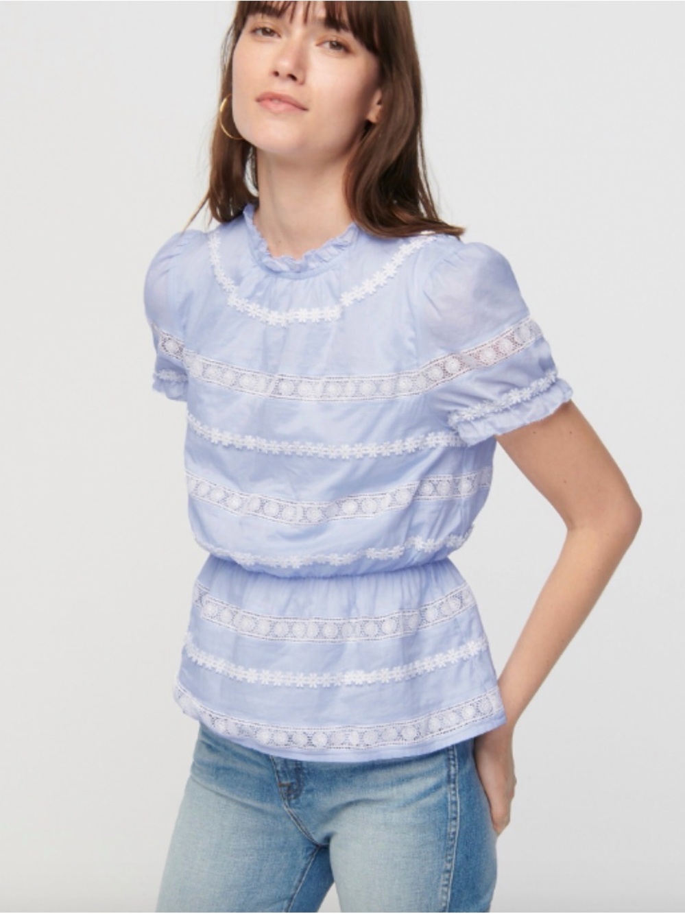 J.Crew Light Blue Daysi-Chain Peplum Top - Women's size S